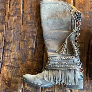 Naughty Monkey Tan Fringe Heeled Boots